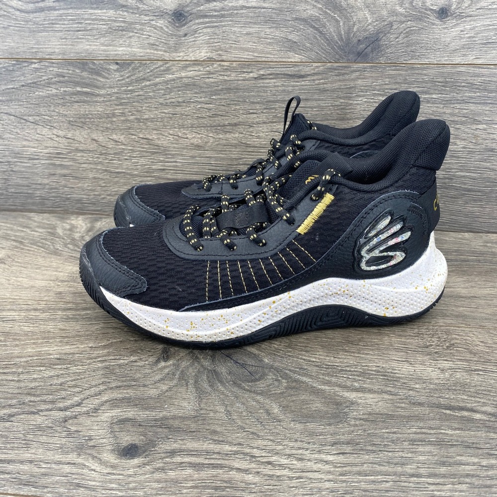 Under Armour Curry Basketball Shoes Youth 5Y Black Gold Speckled 3026623-001 - Picture 2 of 9